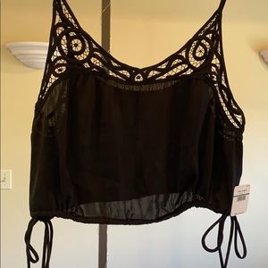 Free People Black Lrg Silky Camisole